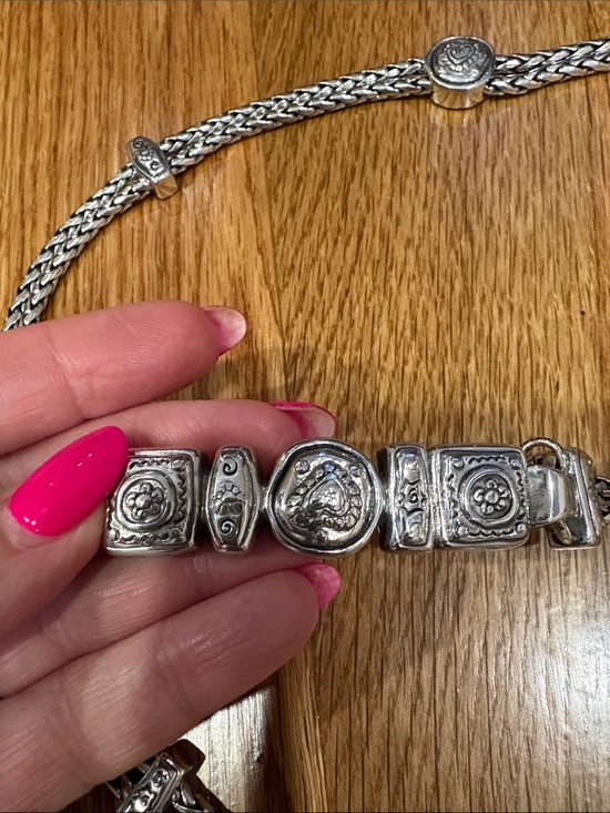 Brighton silver plated chain belt double wheat with hearts chain size Small main image 3